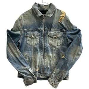 Men's Phenom Los Angeles Distressed Denim‎ Jacket Size Medium/Large